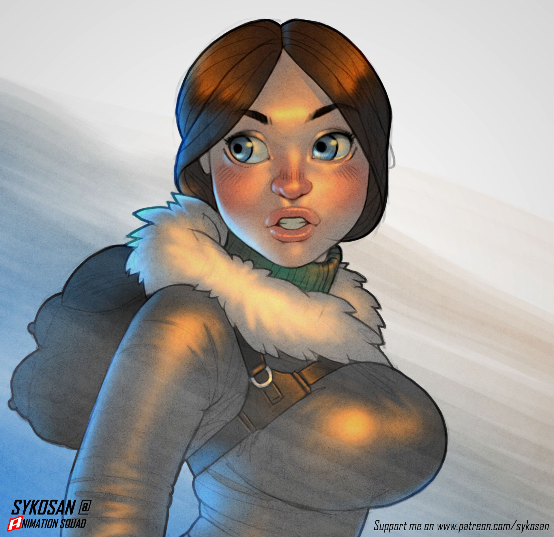 fat lara croft - crystal blue nude redhead strip