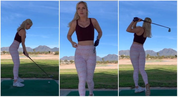 strip golf porn - wife first time rubbing cameltoe