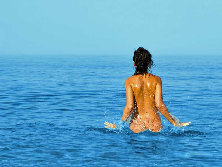 Nude Swiming strip ballbusting